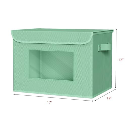 Univivi Fabric Foldable Storage Bins with Lids, 4 Pack, Green - color: Green