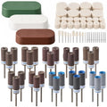 133 Pcs Polishing Kit Compatible with Dremel Rotary Tools, 180-2000 Grit Fine Sanding Drums and Sleeves Set with Buffing Wheels Polishing Bits with 1/8" Shank & Compound for Jewelry, Wood, Metal, Jade