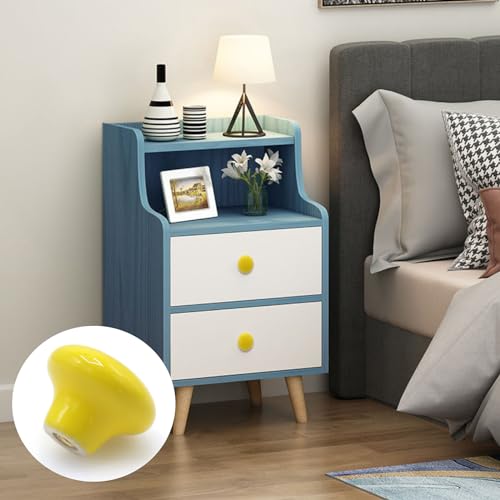 10-Pack Ceramic Cabinet Knobs Yellow 32mm Round Drawer Pull - color: Yellow