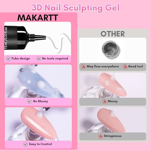 Makartt 3D Nail Gel, 15g Sculpting Gel Glue for Molding and Drawing - color: A06-Whiteout Wonder