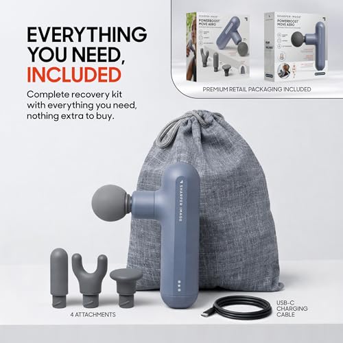 Sharper Image Powerboost Move Mini Percussion Massage Gun, Powerful & Quiet - color: Periwinkle