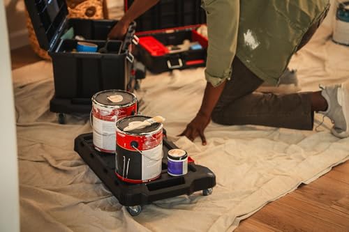 Keter Stack-n-Roll Dolly – Heavy-Duty Rolling Base Cart with Locking Wheels | Modular Mobile Workstation & Tool Storage Platform | Durable, Easy-Glide Design for Garage, Jobsite & Workshop - color: Black/Red, size: Dolly