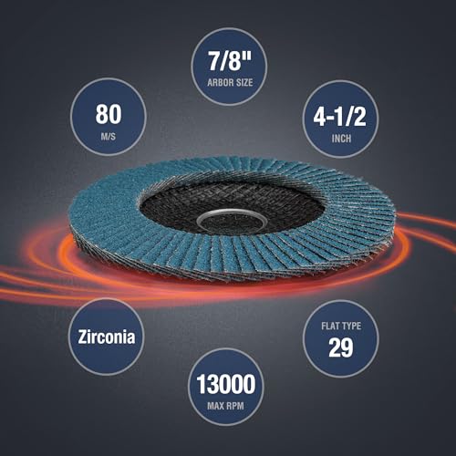 WORKPRO 10-Pack Zirconia Flap Discs, 4-1/2" x 7/8", T29, 80 Grit | Zirconia Abrasive Flap Sanding Discs for Angle Grinders - style: 80 Grit