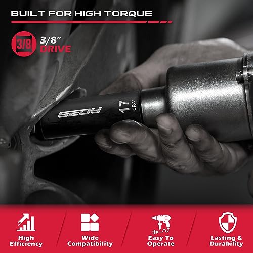 3/8" Drive Impact Socket Set - 49-Piece SAE (5/16 to 3/4 inch) and Metric (8-22mm) Sizes with Extension Bars and Universal Joint Standard & Deep CR-V Material for High Durability Impact Wrench - style: 3/8" | 49-Piece Standard & Deep