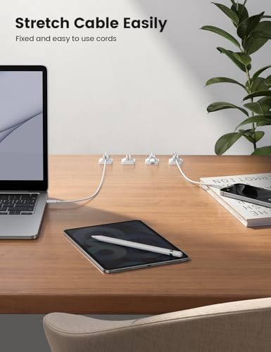 Lamicall 10 Pack [Spring Fixed] Cord Holder, Adjustable Desk Cable Clips - size: 10Pack - Adjustable Slot