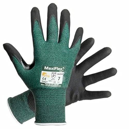 MaxiFlex Cut 34-8743 Cut Resistant Nitrile Coated Work Gloves with Green Knit Shell and Premium Nitrile Coated - size: X-Large