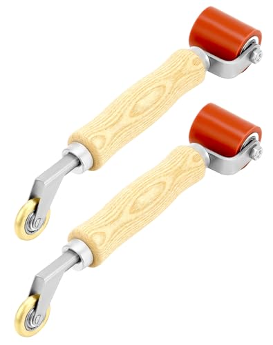 QWORK Seam Roller, 2 Pcs 40mm Silicone Seam Roller with 6mm Brass Detail Penny Roller, Smoothing Seam Roller Tool for PVC/TPO/EPDM Single Ply Roofing Tape - color: 2 Pcs