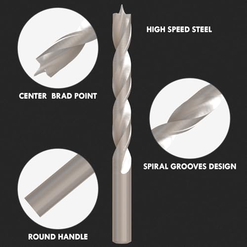 25Pcs (1mm - 13mm) Metric Brad Point Wood Drill Bit Set - size: Round Shank (0.039"-0.512") - 25pcs