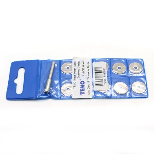 TEMO 10p 9/16" Solid Diamond Cutoff Wheel Saw Disc for Dremel Rotary Tool - size: 14mm Solid
