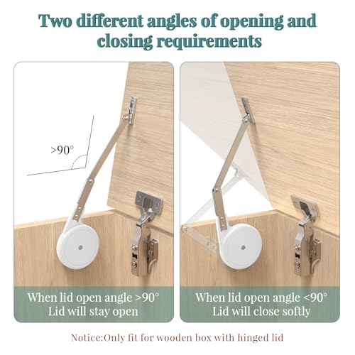 2 Pack with Hinges, Soft Close for Toy Boxes,Heavy Duty Lid Support Chest Hinges for Wooden Toy Box, Cedar, Storage Trunk & Benches, Universal Design Reversible Mounting - size: 2 Pack with Full Overlay Hinges