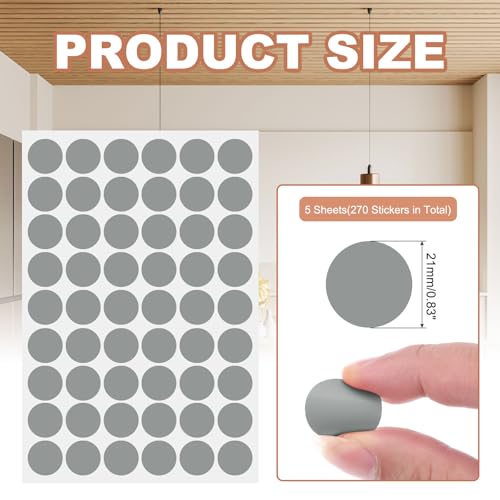 PATIKIL 270 Pieces Screw Hole Stickers, 5 Sheet Self-Adhesive Waterproof PVC Wood Grain Sticker for Screw Holes Wall Cabinets Desk Repairing, Gray, 21mm/0.83 Inch - color: Gray