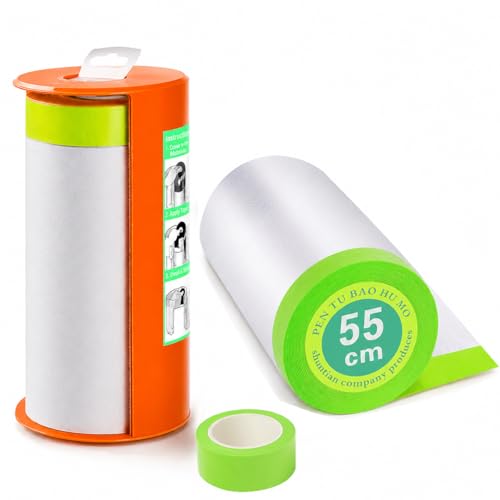 Pre-Taped Masking Film with Dispenser - 22" x 66' Painters Plastic - color: 1 Dispenser 2 Refill 22" x 66'