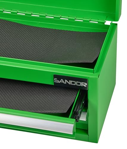 Mini Tool Box - Metal Tool Chest with 2 Drawers & PVC Drawer Liners - Green - color: Green