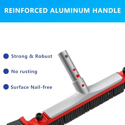 Pool Brush Head for Cleaning Walls,Heavy Duty Inground/Above Ground Aluminum Swimming Pool Scrub Brushes with Curved Ends - size: 22" Curved