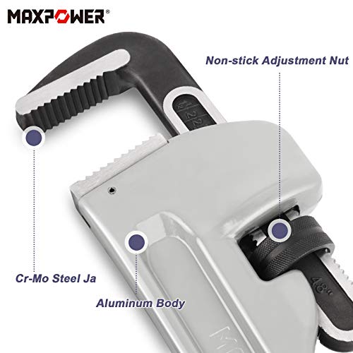 MAXPOWER 48-inch Pipe Wrench, 6.1" Jaw Opening, Large Plumbing Wrench - size: 48-inch, style: Straight Pipe Wrench