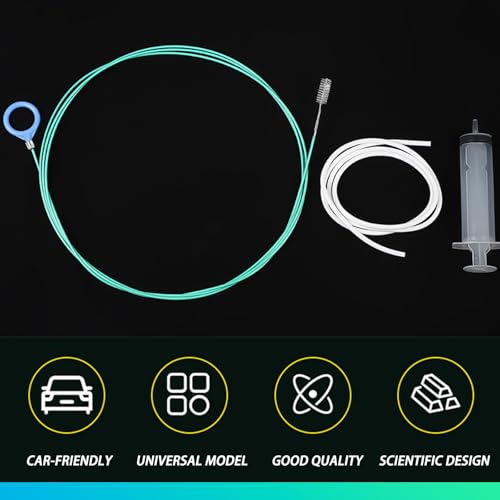 6pcs Sunroof Drain Cleaning Tool, 118in Flexible Long Pipe with Round Handle, 2 Cleaning Brushes, Syringe, Hose & Long Wire Brush for Auto Car Sunroof Drain Cleaner, Gutter Tools