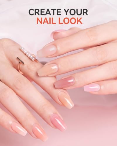 Makartt Jelly Nude Pink Gel Nail Polish Set 15ML: 6 Sheer Jelly Colors - color: Everyday Pink Glow