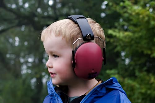 BANZ Kidz Earmuffs 2 Years & Older - Loud Noise Cancelling, Size Adjustable - color: Maroon
