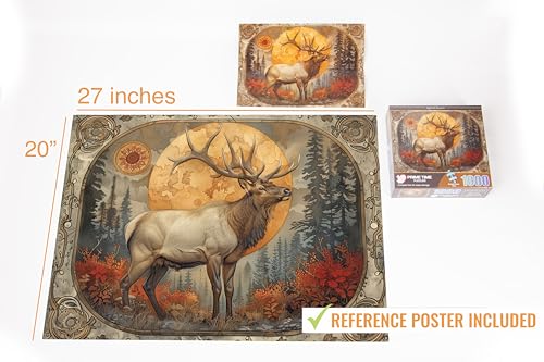 Adult Jigsaw Puzzle 1000 Piece Bull Elk Forest - color: Imperial Ancestors