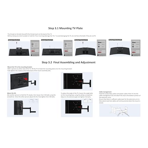 Amazon Basics Full Motion Articulating TV Wall Mount with Tilt Swivel, Extends 16 inches, VESA 200x200, for 12" to 40" TVs, 40 lbs, Black - size: 12" to 40", style: Full Motion Articulating
