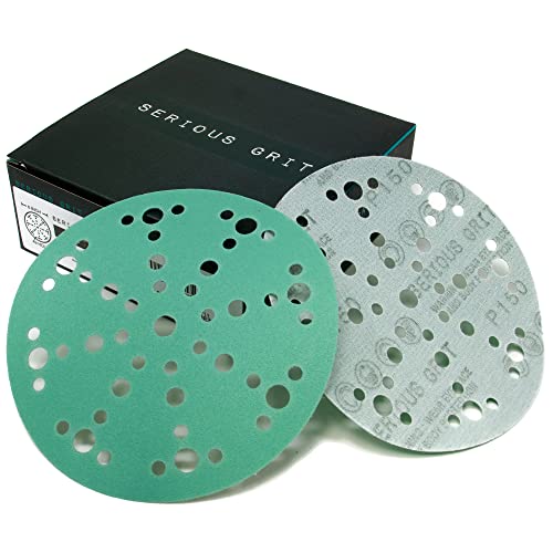 Serious Grit - 6-Inch 49-Hole P150 Grit Sanding Discs - 50 Pack Box - size: 150 Grit