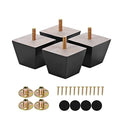 Michanco Furniture Legs 2 inch Black Square Sofa Couch Feet Wood Replacement Leg Set of 4 for Ottoman Dresser Cabinet - size: 2 Inch Black