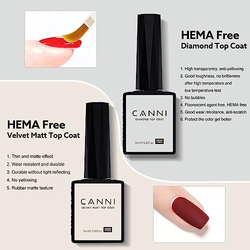 CANNI 6Pcs 9ml Hema-Free Nail Dehydrator Primer, Base Coat Reinforce Diamond Gel Top Coat and Matte Top Coat Gel Nail Polish Set, Soak Off LED Nail Gel Polish Set Nail Art Starter Manicure Salon - color: Clear