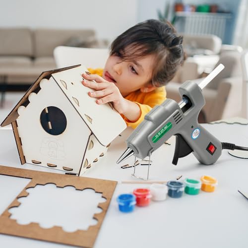 SHJADE Hot Glue Gun with 30 Glue Sticks, 20W Mini Hot Melt Gun Kit(Grey) - color: Grey-new Packaging