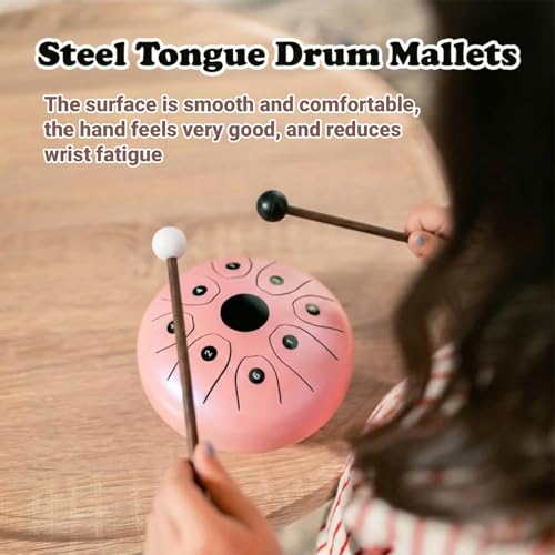 4Pcs Steel Tongue Drum Mallets with Soft Rubber Heads 6.5 Inch Gentle Mallets for Beginners Adults Practice and Healing Music