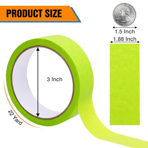 HongWay Masking Tape 1 Inch, 6 Rolls x 22yd (132yds in Total) Painters Tapes for Painting Labeling Arts Crafts, Easy Removal, No Residue (0.94in Green) - color: Green, size: 0.94IN*22YD