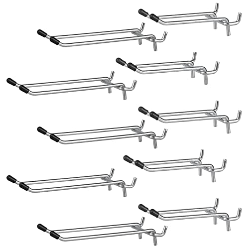 Pegboard Hooks, 10Pack 4" 6" Dual Arm Peg Board Heavy Duty Hangers (Silver) - color: Silver