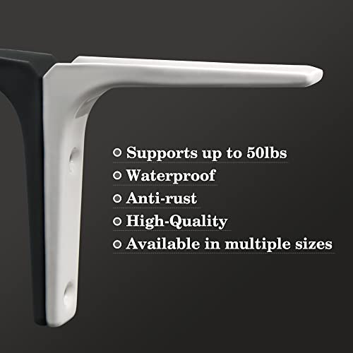SAYAYO Wall Shelf Bracket White, 4 Inch Heavy Duty L Bracket for Wood - color: White, size: 4 x 4 Inch (4 PCS)