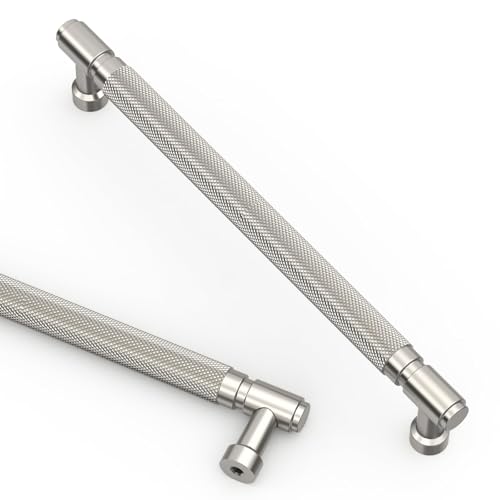 Asidrama 10 Pack 7.5 Inch(192mm) Brushed Satin Nickel Cabinet Pulls Knurled Kitchen Cabinet Handles, Cabinet Pulls Kitchen Cabinet Hardware for Cupboard Drawer Pulls - color: Brushed Satin Nickel, size: 7.5" Hole Center, style: 10 Pack