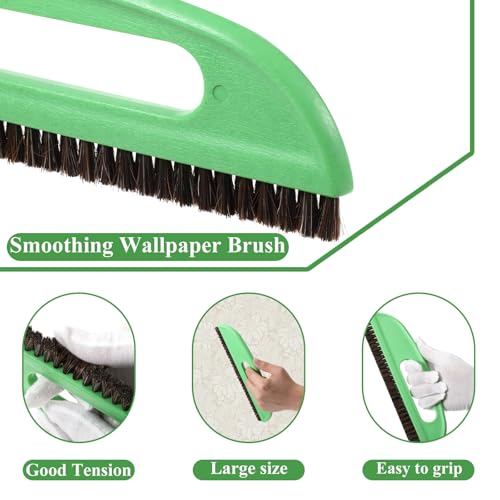 Wallpaper Smoothing Tool Kit, Wall Paper Stick Tool Set, with Wallpaper Paste Glue Brush, Multiuse Wallpapers Squeegee, Seam Roller, and Cutting Tools, for Peel and Stick Wallpapers Vinyl Window Film
