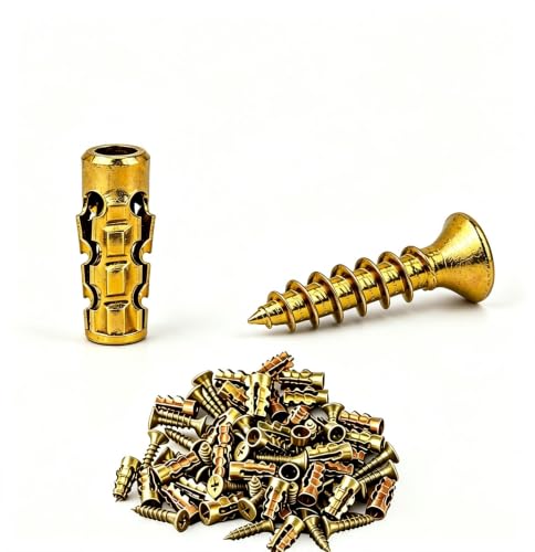 50pcs 6×14mm Short Expansion Screw Set for Cabinet Hinge Repair & Stripped Thread Restoration,Wall Anchors with Screws, Fits 6mm Holes in Tile, Stone, Wood
