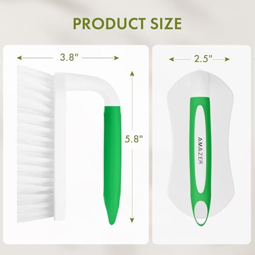 Amazer Scrub Brush for Cleaning Comfort Grip Shower Scrubber Stiff Bristles with Handle Heavy Duty Cleaner Brush for Tub Sink Carpet Floor - Pack of 2 (Green+Green) - color: Green+green, size: 2-Pack