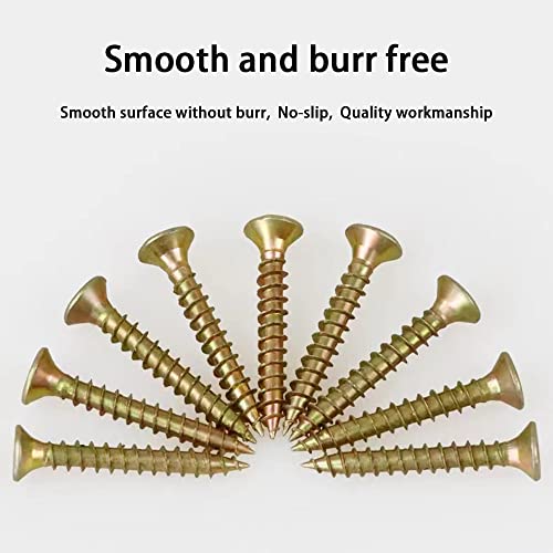 M4 M5 Flat Head Wood Screws Assortment Kit 220 Pcs,Phillips Drive Countersunk Head Self-Tapping Wood Screws,Yellow Zinc Plated Finish Screw Kit,Screws for Drywall/Sheetrock/Wood,Full Thread - style: M4M5 220PCS