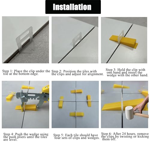 Tile Leveling System Kit with Plier, Tile Leveling Clips Tools for Floor and Wall Installation, Ceramic, Porcelain, Stone Tiles (1/8 Inch Tile Spacers)