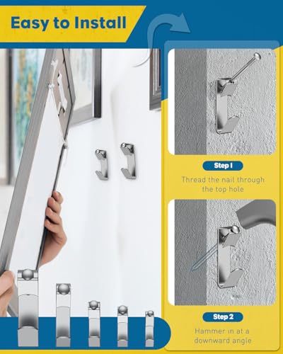 Uniclife 188 Pcs Picture Hanging Kit, 10 lb, 20 lb, 30 lb, 50 lb, 100 lb Heavy Duty Picture Hangers for Drywall & Wood, Picture Hanging Hooks, Frame Hooks for Hanging Photos Mirrors Paintings Silver - size: 188 Pcs, style: Silver