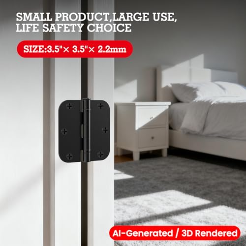 TDCHINGES Rounded Matte Black Door Hinges 3.5" 5/8"Radius Lasting No Squeak - color: Matte Black-Rounded, size: 3 Pack-Ball Bearing-lasting no squeak