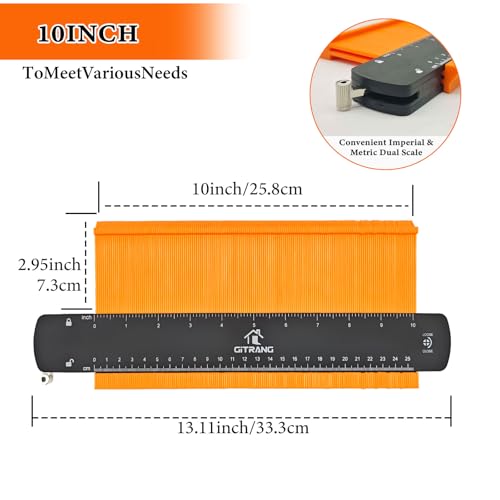 Contour Gauge with Lock, 10-Inch Precision Profile Tool for Woodworking & Tiling, Durable ABS Construction with Dual Inches/Centimeters Scale, Ideal Gift for Men, Dad, Carpenter, DIY Home Improvement - style: 10 inches