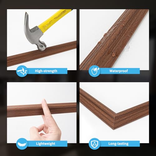 Art3d Pre-Cut Wall Molding Set of 6 pcs, 3 Top 3 Bottom, Walnut - color: Walnut: Style 1
