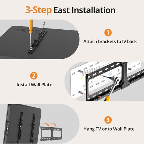 IWORKBOARD Fixed Low Profile TV Wall Mount Bracket for 65 75 inch TVs - size: For 37" to 90" TVs, 24" Studs