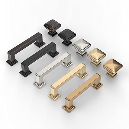 9BUILD 10 Pack Brushed Nickel Cabinet Knobs,Solid Square Drawer Pulls - color: Brushed Satin Nickel, size: 1.2"/30MM