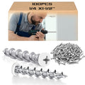 Blulu 100 Pcs Drywall Anchors 1/4 X 1-1/2 Inch White Self Drilling Screws - color: White, size: 1/4 x 1-1/2 Inch