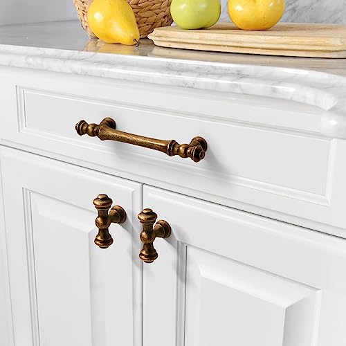 Asidrama 10 Pack 3 Inch(76mm) Antique Brass Kitchen Cabinet Handles, Cabinet Pulls Kitchen Cabinet Hardware for Cupboard Drawer Pulls - color: Antique Brass, size: 3" Hole Center, style: 10 Pack