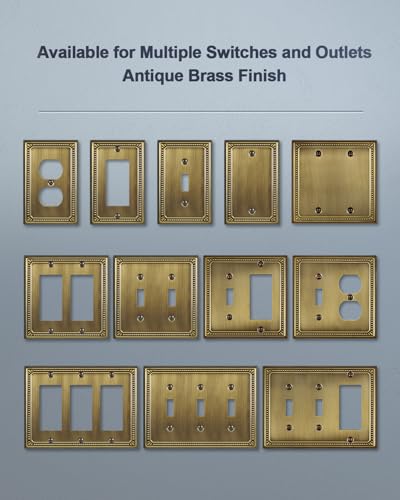 Switch Plates Outlet Covers, 6-Pack Antique Brass Metal Wall Plates - color: Antique Brass, size: 1 Duplex 6PK