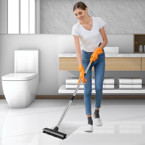 SetSail Floor Scrub Brush, 51-Inch Adjustable Long Handle Brush, Black Grey - color: Black Grey, size: 10in