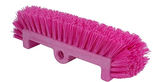 SPARTA 40422EC26 Floor Scrub Brush Head, Multi-Level, Dual Surface Plastic Block with Side Bristles, Crimped Polyester, Threaded Handle Hole, Ideal for Wide and Tight Spaces, BPA Free, 12 Inches, Pink - color: Pink