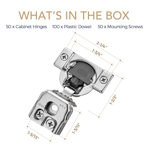 Soft Close Hinges for Kitchen Cabinet Hinges, 1-1/4 Inch Overlay, 50 Pack - size: 1-1/4 inch Overlay